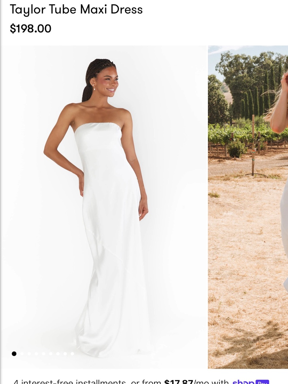 Show me your mumu Taylor tube White Satin Maxi Dress